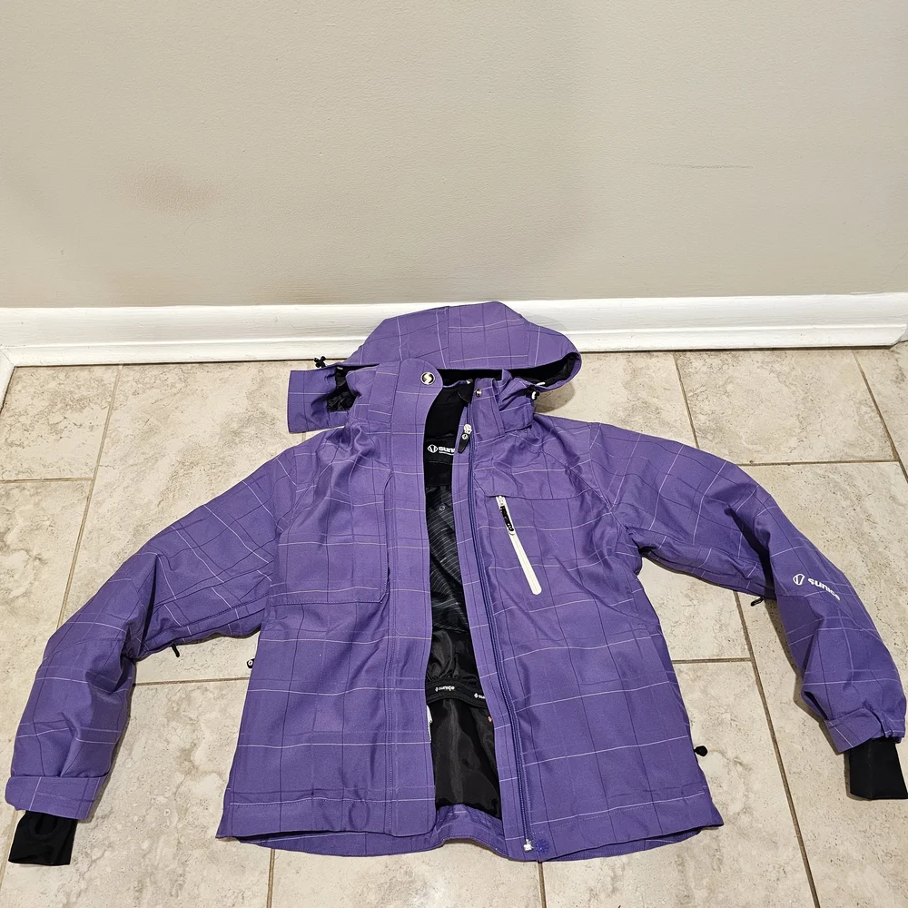 Sunice Naquita Purple Checkered Ski Jacket- 6P - Picture 3 of 5